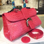 Delvaux-031-3 Sellier Brillant鱷魚紋牛皮 小羊皮內裏可調節肩帶原裝禮盒橫款手提單肩斜挎包