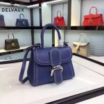 Delvaux-015-4 潮流百搭手工車線brillan藍色原版TOGO皮手提單肩包