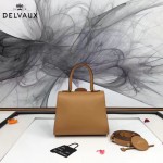 Delvaux-04-7 時尚復古brilliant 土黃色原版BOX光面牛皮手提單肩包