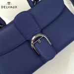 Delvaux-18-3 名媛必備brillant藍色原版粒面牛皮橫款大號手袋