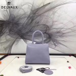 Delvaux-04-2 時尚復古brilliant 芋頭色原版BOX光面牛皮手提單肩包