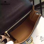 Delvaux-013-7 百搭新款手工車線brillan黑色原版TOGO皮豎款大號手袋