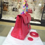 Delvaux-030-4 Sellier Brillant鱷魚紋牛皮 小羊皮內裏可調節肩帶原裝禮盒手提單肩斜挎包