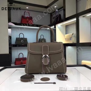Delvaux-013-2 百搭新款手工車線brillan深灰色原版TOGO皮豎款大號手袋
