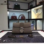 Delvaux-18-5 名媛必備brillant深灰色原版粒面牛皮橫款大號手袋