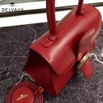 Delvaux-04-6 時尚復古brilliant 棗紅色原版BOX光面牛皮手提單肩包