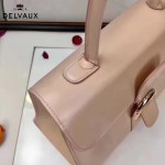 Delvaux-05 復古風brilliant 裸粉色原版BOX光面牛皮大號手提單肩包