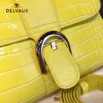 Delvaux-031-4 Sellier Brillant鱷魚紋牛皮 小羊皮內裏可調節肩帶原裝禮盒橫款手提單肩斜挎包