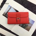 Delvaux-21-4 時尚復古Brillan Frence紅色原版牛皮翻蓋錢包手拿包