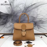 Delvaux-05-6 復古風brilliant 土黃色原版BOX光面牛皮大號手提單肩包