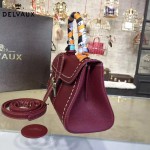 Delvaux-014-3 百搭新款手工車線brillan紅色原版TOGO皮橫款大號手袋