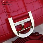 Delvaux-031 Sellier Brillant鱷魚紋牛皮 小羊皮內裏可調節肩帶原裝禮盒橫款手提單肩斜挎包