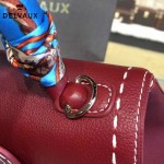 Delvaux-014-7 潮流百搭手工車線brillan紅色原版TOGO皮手提單肩包