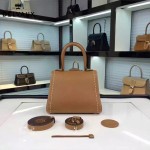 Delvaux-015-5 潮流百搭手工車線brillan土黃色原版TOGO皮手提單肩包