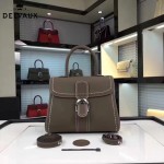 Delvaux-013-2 百搭新款手工車線brillan深灰色原版TOGO皮豎款大號手袋