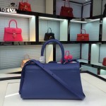 Delvaux-18-3 名媛必備brillant藍色原版粒面牛皮橫款大號手袋