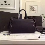 Delvaux-014-6 百搭新款手工車線brillan黑色原版TOGO皮橫款大號手袋