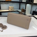 Delvaux-19-6 潮人必備新款brillant淺灰色原版牛皮豎款大號手提單肩包