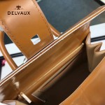 Delvaux-026 新款原版box皮系列焦糖色拼色進口手提包