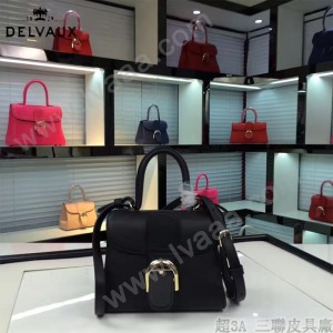 Delvaux-017-3 人氣熱銷brillant黑色原版粒面牛皮手提單肩包