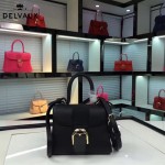 Delvaux-017-3 人氣熱銷brillant黑色原版粒面牛皮手提單肩包