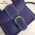 Delvaux-015-4 潮流百搭手工車線brillan藍色原版TOGO皮手提單肩包