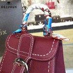 Delvaux-014-7 潮流百搭手工車線brillan紅色原版TOGO皮手提單肩包