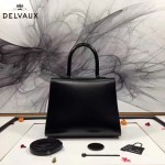 Delvaux-05-4 復古風brilliant 黑色原版BOX光面牛皮大號手提單肩包