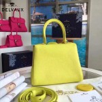Delvaux-17-9 人氣熱銷brillant黃色原版粒面牛皮手提單肩包