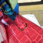 Delvaux-031-3 Sellier Brillant鱷魚紋牛皮 小羊皮內裏可調節肩帶原裝禮盒橫款手提單肩斜挎包
