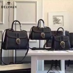 Delvaux-013-7 百搭新款手工車線brillan黑色原版TOGO皮豎款大號手袋