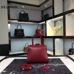 Delvaux-04-6 時尚復古brilliant 棗紅色原版BOX光面牛皮手提單肩包