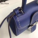 Delvaux-015-4 潮流百搭手工車線brillan藍色原版TOGO皮手提單肩包