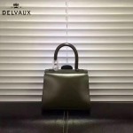 Delvaux-04-8 時尚復古brilliant 軍綠色原版BOX光面牛皮手提單肩包