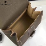 Delvaux-015-2 潮流百搭手工車線brillan深灰色色原版TOGO皮手提單肩包