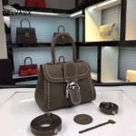 Delvaux-015-2 潮流百搭手工車線brillan深灰色色原版TOGO皮手提單肩包