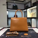 Delvaux-026 新款原版box皮系列焦糖色拼色進口手提包