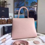 Delvaux-19-4 潮人必備新款brillant粉色原版牛皮豎款大號手提單肩包