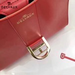 Delvaux-05-3 復古風brilliant 西瓜紅色原版BOX光面牛皮大號手提單肩包
