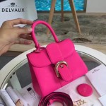 Delvaux-017 人氣熱銷brillant枚紅色原版粒面牛皮手提單肩包