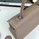 Delvaux-013 百搭新款手工車線brillan淺灰色原版TOGO皮豎款大號手袋