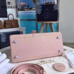 Delvaux-19-4 潮人必備新款brillant粉色原版牛皮豎款大號手提單肩包