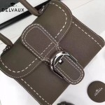 Delvaux-015-2 潮流百搭手工車線brillan深灰色色原版TOGO皮手提單肩包
