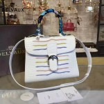 Delvaux-06-3 春夏專櫃定制款Brillant 彩虹系列白色原版鱷魚紋手提單肩包