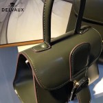 Delvaux-05-8 復古風brilliant 軍綠色原版BOX光面牛皮大號手提單肩包
