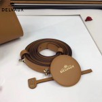 Delvaux-04-7 時尚復古brilliant 土黃色原版BOX光面牛皮手提單肩包