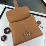Delvaux-013-6 百搭新款手工車線brillan土黃色原版TOGO皮豎款大號手袋