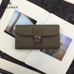 Delvaux-21-3 時尚復古Brillan Frence深灰色原版牛皮翻蓋錢包手拿包