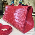 Delvaux-031-3 Sellier Brillant鱷魚紋牛皮 小羊皮內裏可調節肩帶原裝禮盒橫款手提單肩斜挎包