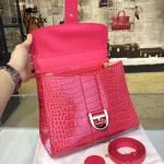 Delvaux-030-4 Sellier Brillant鱷魚紋牛皮 小羊皮內裏可調節肩帶原裝禮盒手提單肩斜挎包